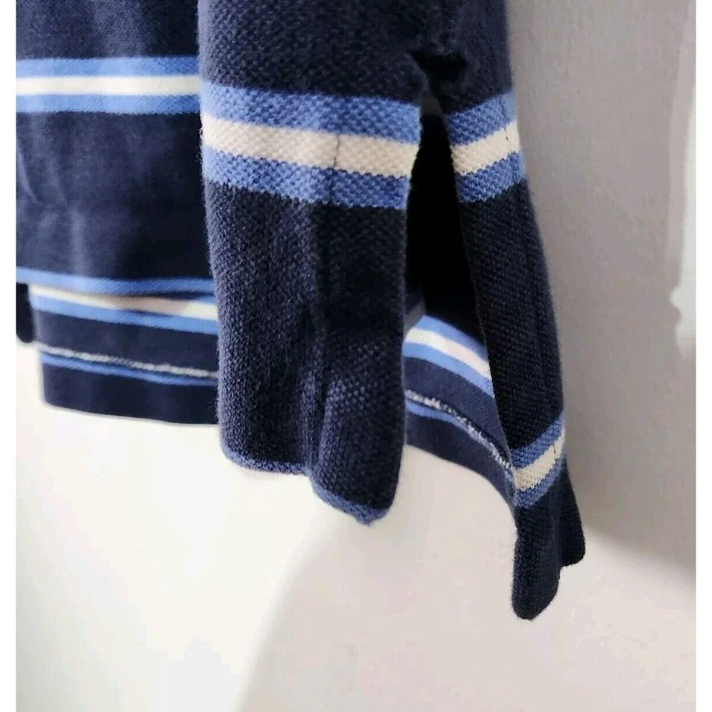 Polo Ralph Lauren Striped Polo Shirt Men Med Navy Preppy Cotton Short Sleeve